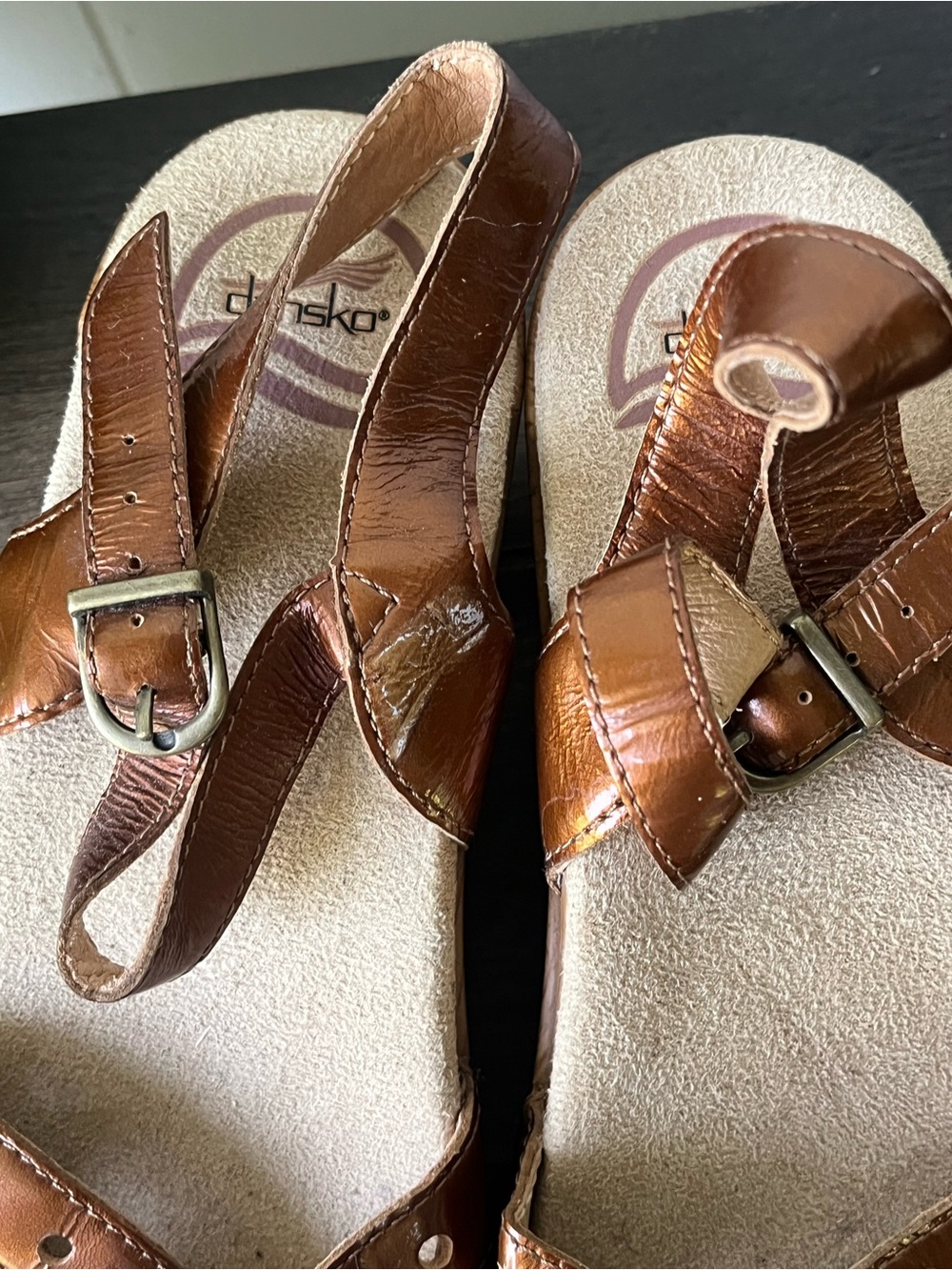 Dansko Sissy Patent Leather Copper Brown Clog Sandals Sz 40(US9.5-10) 9805162200 - Picture 11 of 15